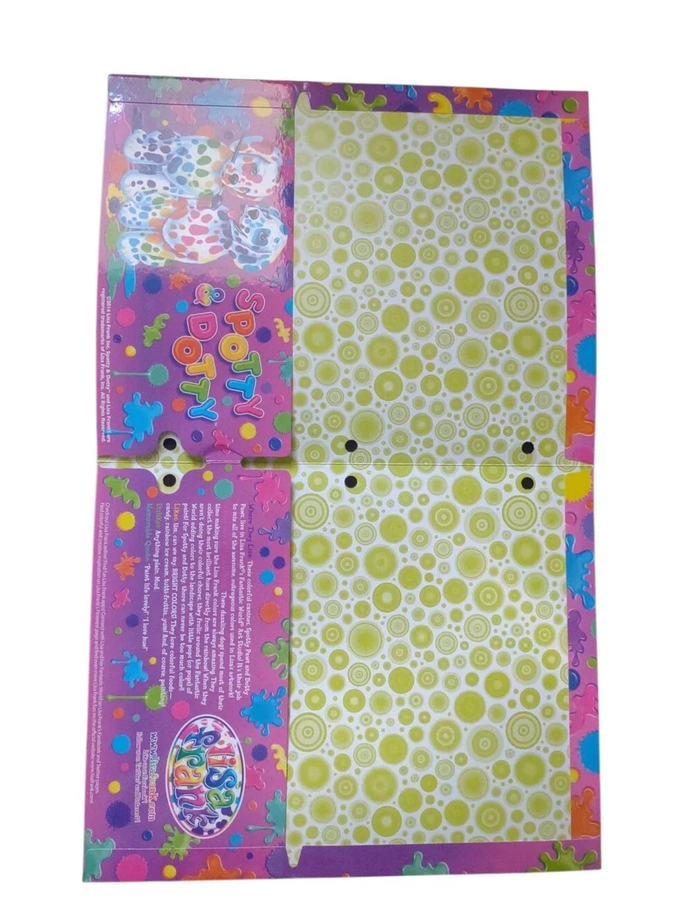 Lisa Frank NEW School Folder Spotty & Dotty Rainbow Dalmatian